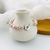 925 Silver Beaded Bracelet Baroque Pearl Jewelry Gift