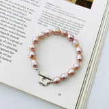 925 Silver Beaded Bracelet Baroque Pearl Jewelry Gift