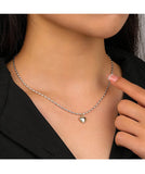 925 Sterling Silver Love Pendant Bead Chain Necklace Personality Jewelry