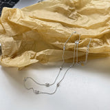 925 Sterling Silver Olive Bead Beaded Chain Silver Necklace
