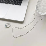 925 Sterling Silver Olive Bead Beaded Chain Silver Necklace