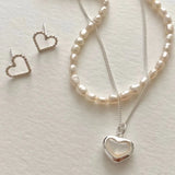 925 Sterling Silver Love Shell Necklace Pendant Heart Necklace