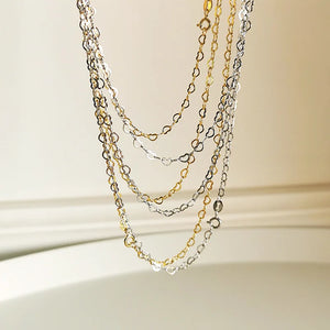 925 Silver Sparkling Heart Necklace Clavicle Chain Jewelry Women