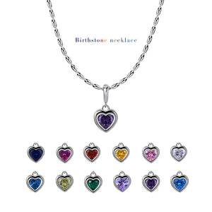 925 Silver 12 Birthstone Love Necklace DIY Heart Charms Pendant
