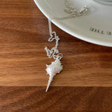 925 Silver Vintage Conch Necklace Pendant Beach Shell Jewelry