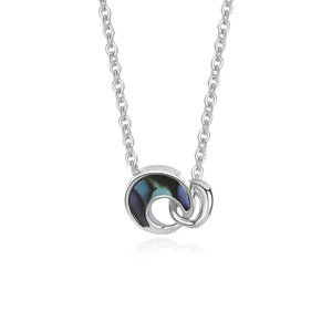 925 Silver Vintage Crescent Abalone Shell Clavicle Chain Necklace