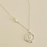 925 Vintage Silver Necklace Portrait Collarbone Chain Pendant Jewelry