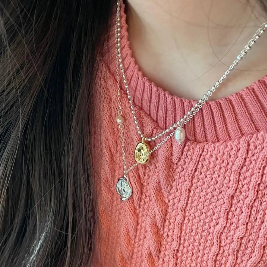 925 Vintage Silver Necklace Portrait Collarbone Chain Pendant Jewelry
