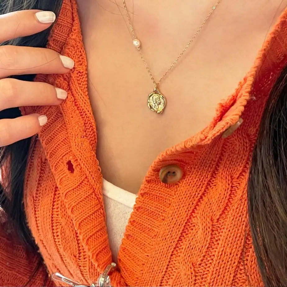 925 Vintage Silver Necklace Portrait Collarbone Chain Pendant Jewelry