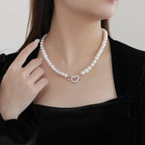 925 Silver Love Pearl Necklace Cupid's Arrow Pendant