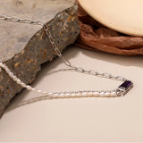 925 Sterling Silver Vintage Pearl Stitching Clavicle Chain Necklace Pendant