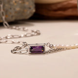 925 Sterling Silver Vintage Pearl Stitching Clavicle Chain Necklace Pendant