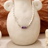 925 Sterling Silver Vintage Pearl Stitching Clavicle Chain Necklace Pendant
