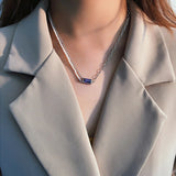 925 Sterling Silver Vintage Pearl Stitching Clavicle Chain Necklace Pendant