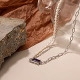925 Sterling Silver Vintage Pearl Stitching Clavicle Chain Necklace Pendant