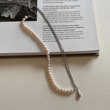 925 Silver Water Drop Freshwater Pearl Choker Necklace
