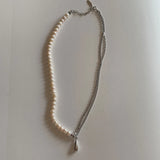 925 Silver Water Drop Freshwater Pearl Choker Necklace