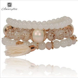 Bohemia Women's Charm Beads Bracelet Set 3Pcs/Lot