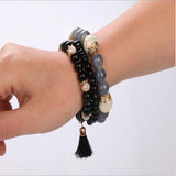 Bohemia Women's Charm Beads Bracelet Set 3Pcs/Lot