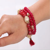 Bohemia Women's Charm Beads Bracelet Set 3Pcs/Lot
