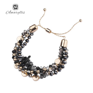 Bohemia Stone Glass Beads Strand Bracelet Bangle For Women