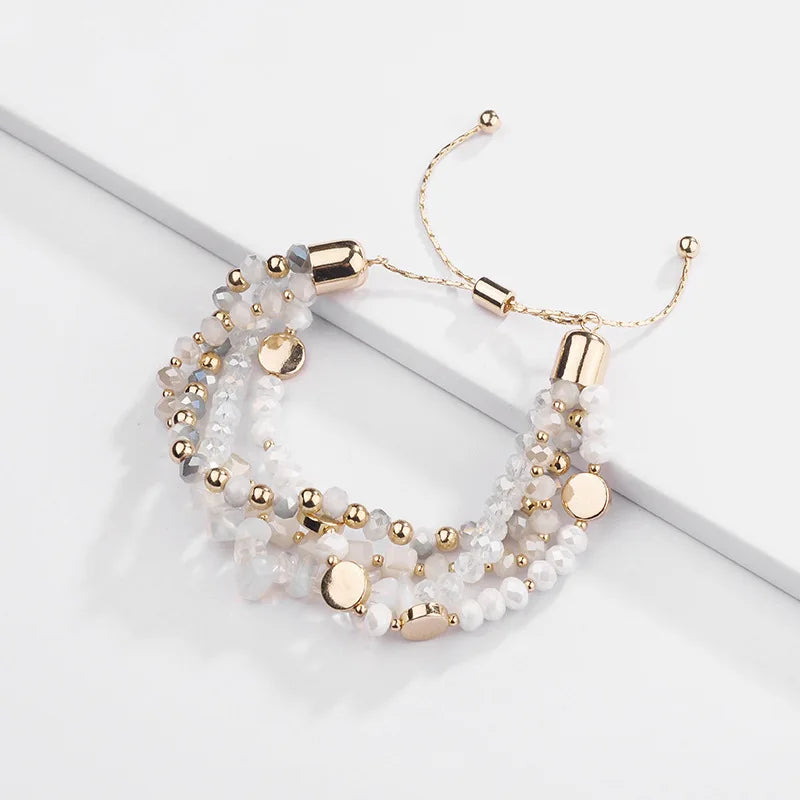 Bohemia Stone Glass Beads Strand Bracelet Bangle For Women