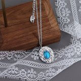 Boho Ethnic Oval Necklace Pendant Natural Stone Chain Jewelry