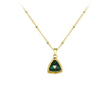 Birthstone Crystal Necklace Pendant Red Green Crystal Stone Triangle Necklace