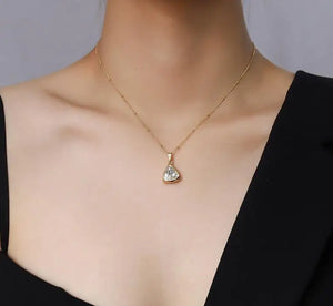 Birthstone Crystal Necklace Pendant Red Green Crystal Stone Triangle Necklace