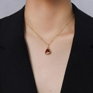 Birthstone Crystal Necklace Pendant Red Green Crystal Stone Triangle Necklace