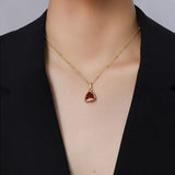 Birthstone Crystal Necklace Pendant Red Green Crystal Stone Triangle Necklace