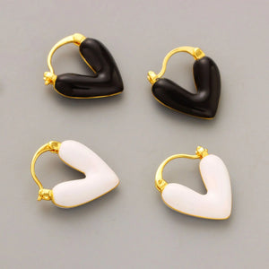 Enamel Glaze Heart Drop Earrings - Niche Design