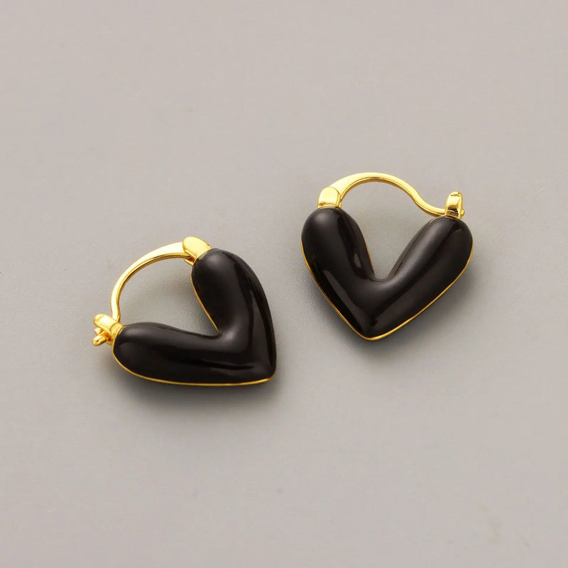 Enamel Glaze Heart Drop Earrings - Niche Design