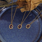 Geometric Amethyst Oval Pendant Necklace