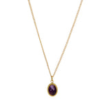Geometric Amethyst Oval Pendant Necklace