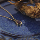 Geometric Amethyst Oval Pendant Necklace