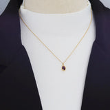Geometric Amethyst Oval Pendant Necklace