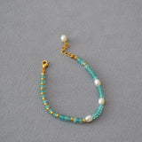 Natural Stone Lake Beaded Necklace Bracelet Set Freshwater Pearl