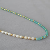 Natural Stone Lake Beaded Necklace Bracelet Set Freshwater Pearl