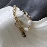 Freshwater Pearl Bracelet Twist OT Buckle Thick Chain Bracelet