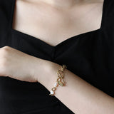 Freshwater Pearl Bracelet Twist OT Buckle Thick Chain Bracelet