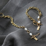 Freshwater Pearl Bracelet Twist OT Buckle Thick Chain Bracelet