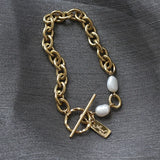 Freshwater Pearl Bracelet Twist OT Buckle Thick Chain Bracelet