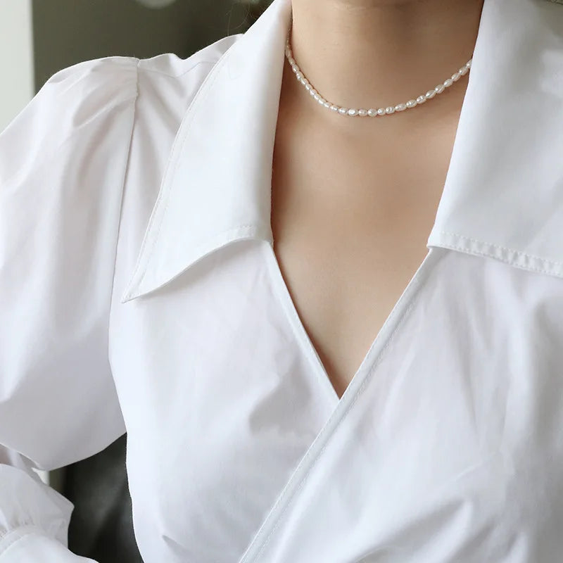 Freshwater Pearls Basic Chain Choker Necklace For Female