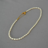 Freshwater Rice Pearl Pin Lock Clavicle Chain Necklace