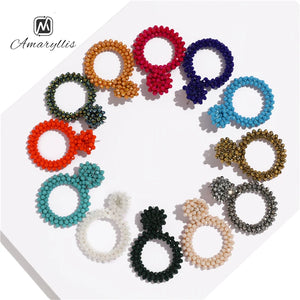 Glass Beads Statement Earrings Geometric Stud Earring