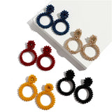 Glass Beads Statement Earrings Geometric Stud Earring