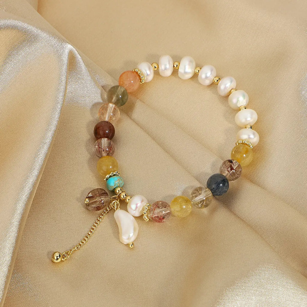 Baroque Pearl Bracelet with Natural Stone Beads