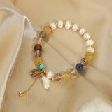 Baroque Pearl Bracelet with Natural Stone Beads