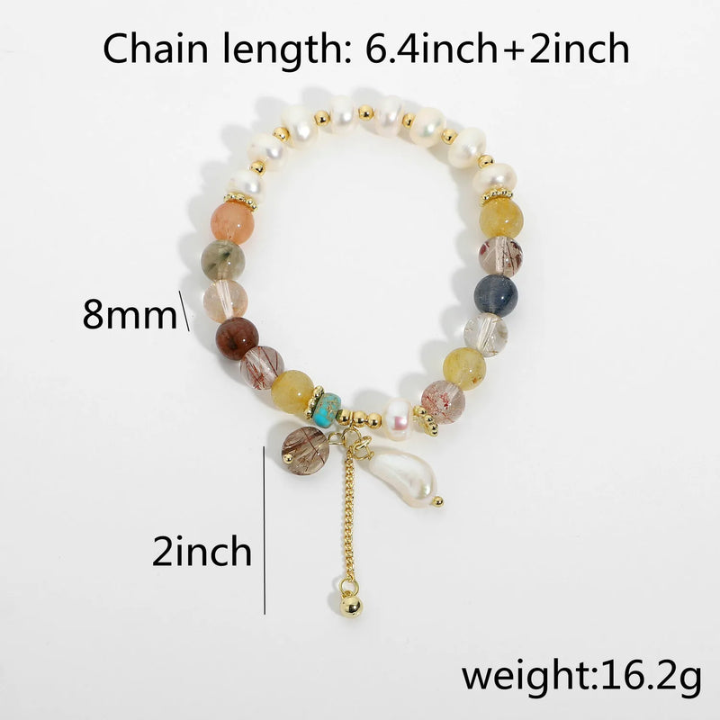 Baroque Pearl Bracelet with Natural Stone Beads